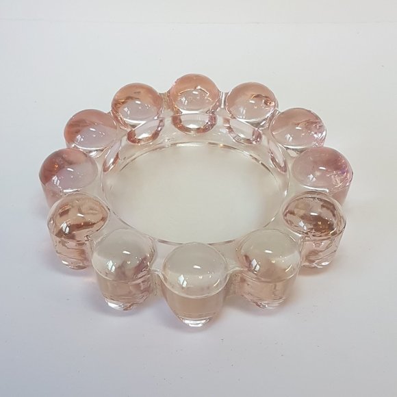 Set of 4 Vintage Boopie Glass Nova Candlewick Bubble Glass Ashtray Candle Holder - Picture 6 of 16
